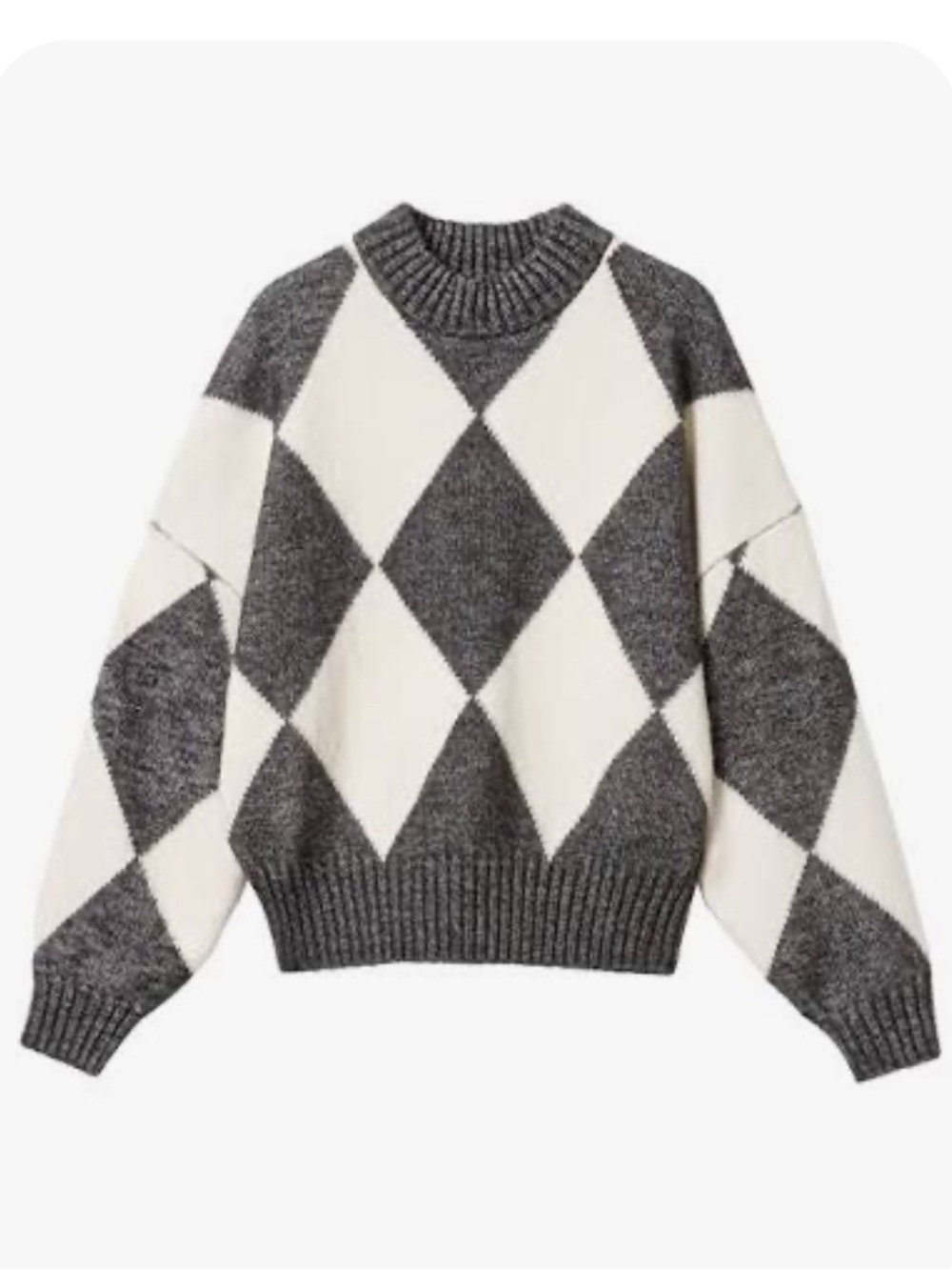 H&M x Pringle of Scotland | Argyle Grey and White Sweater